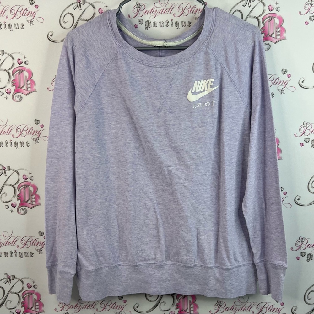 Nike sweater pull over lilac Light Purple Crewneck Sweatshirt white logo